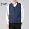Sleeveless Jacket Men Closure V-Neck Vest with Down Padding Autumn Winter Pocket Button Solid Color