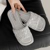 Fashion 2025 Glitter Sequins Shoes Ladies Flipflops Summer Silver Slippers Slip On Slides Woman Open Toe Flats Sandalias Mujer Pantuflas