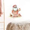 Summer Christmas Stickers Picnic Santa Claus Wall Sticker, Waterproof PVC Plaid Decal Mural Decals with Cake Design, Removable Art Decor for