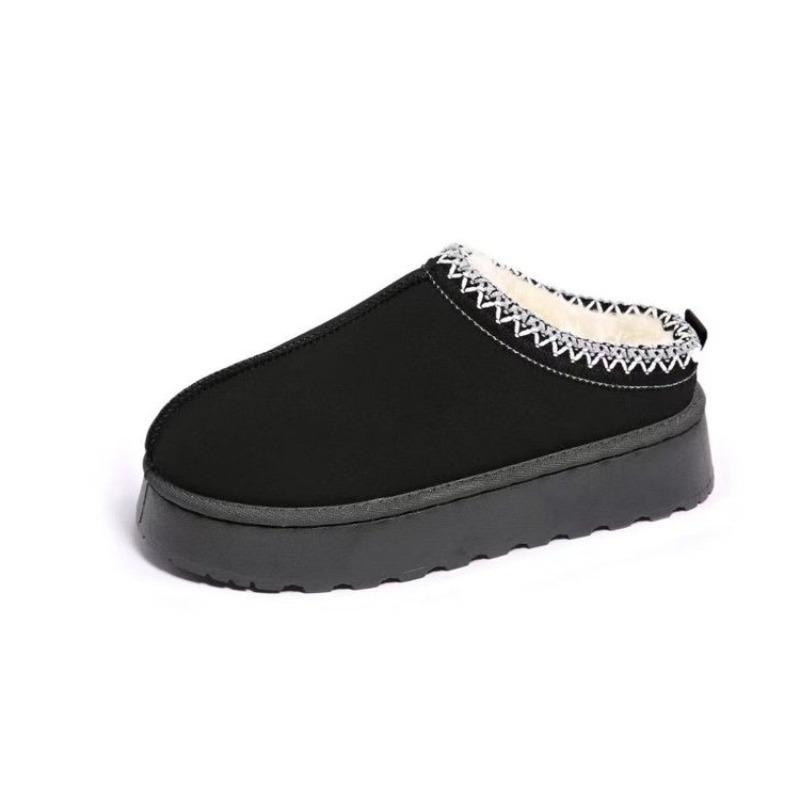 Snow Boots for Women 2026 Winter New Slides Women Warm Thick Soles Without Heel-covered Hair Half Slipper Cotton Shoes for Women