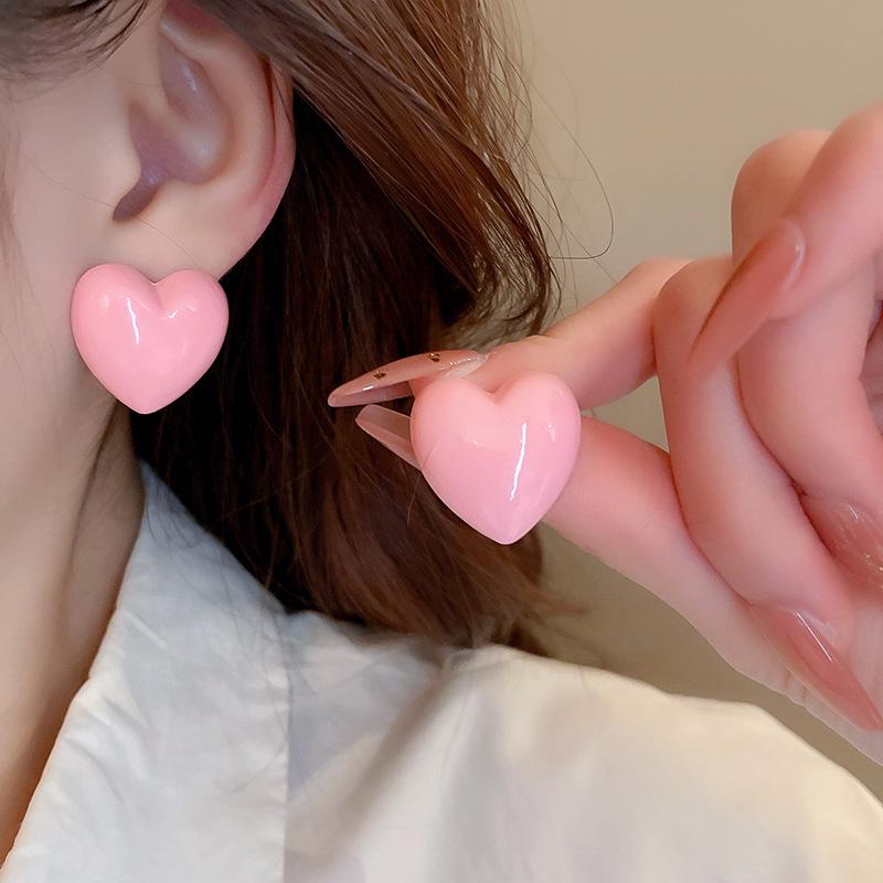 Silver Needle Pink Flower Stud Earrings - Mori Style, Cute, and Versatile Niche Fashion Design for Women