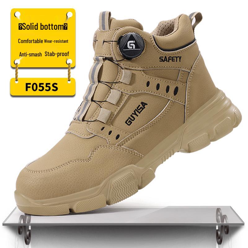 Chaussures de travail de sécurité à embout en acier pour hommes - Anti-écrasement, anti-perforation, résistantes à l'usure, confortables, légères, protection du travail transfrontalier.