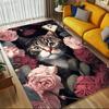 1pc Cat Roses Themed Rug for Home Decor, Non-slip Office Carpet, Chair Mat, Outdoor Mat, Christmas and Halloween Gifts-0731060