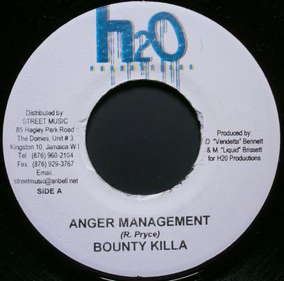 7inch Record BOUNTY KILLER - Anger Management NONE H2O Productions Jamaica Reggae, Ska & Dub Used