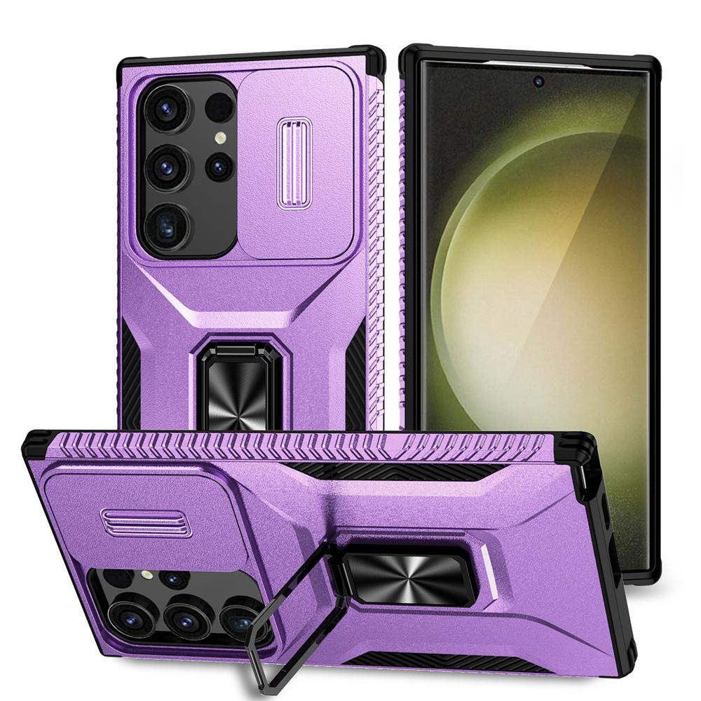 KEYSION Nárazuvzdorné pouzdro pro Samsung S24 Ultra 5G S24+ S23 FE Slide Ochranný kroužek na fotoaparát Kryt na telefon pro Galaxy S23 Ultra