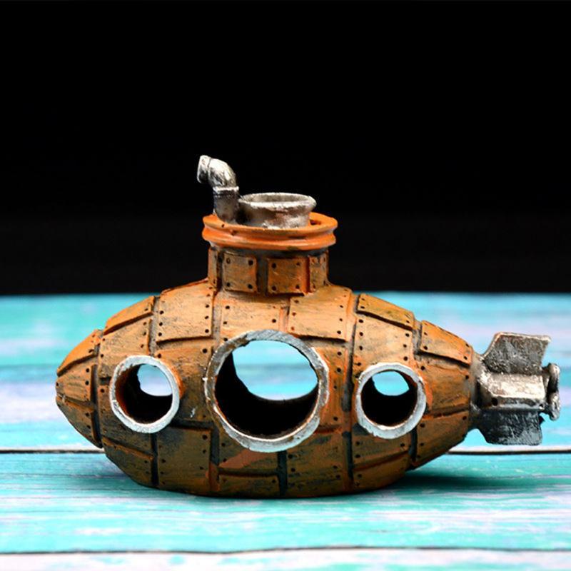 Aquarium Fish Tank Decorations Landscape Submarine Wreck Ship Vintage Resin Design Boat Aquarium Accessories Home Decorations
