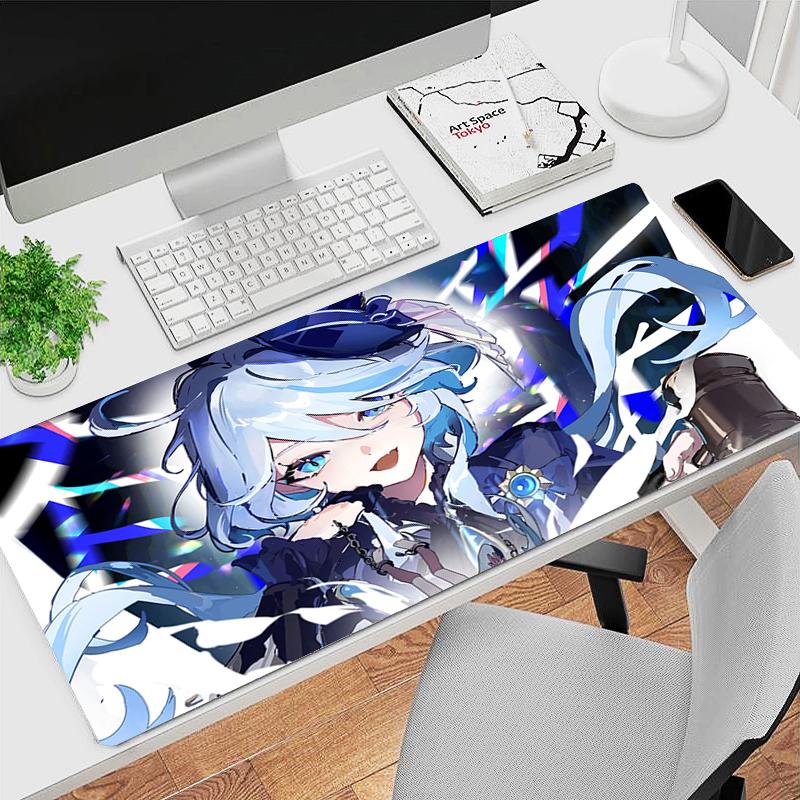 Genshin Impact Furina Anime Game Mouse Pad Kawaii Gaming Accessories Large NonSlip Keyboard Mat For Pc Laptop Office 900x400