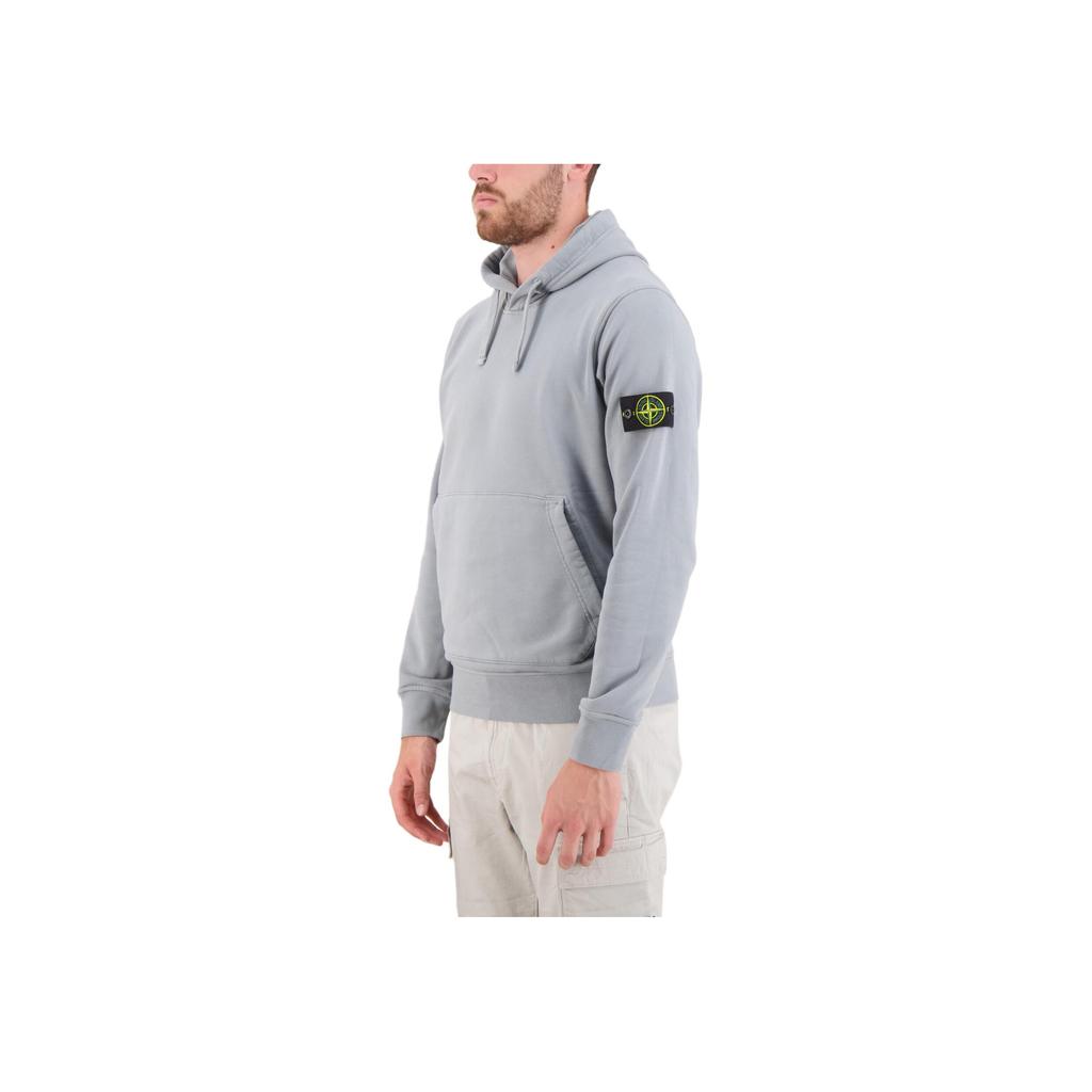 Stone Island Logo Badge Solid Fit Hooded Long Sleeve Sweatshirt Men sweatshirt Gray-Green 811564151-V0066