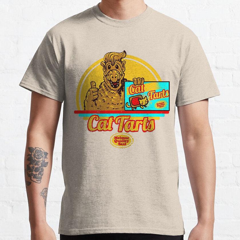 CAT TARTS Funny 80s Cartoon Graphic T Shirts 90s Retro Style ALF Character TV Show Adult Clothing 100% Cotton All Size S-6XL