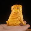 Wood Carving Shapi Dog Small Animals Sculptures and Figurines Cute Home Room Office Car Table Decoration and Accessories