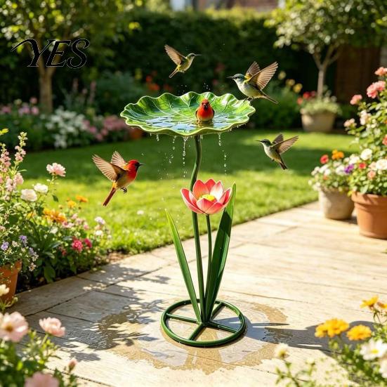Decorative Butterfly Cup Metal Sunflower Bee Feeder, Lotus Leaf Cup, Outdoor Feeder Watering Station, Pollinators Bath Bowl for Garden Yard Lawn Decor