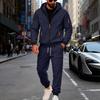 Mens Heavyweight Fleece Loose Hooded Sweatshirt And Pants Casual Sport Two Piece Set