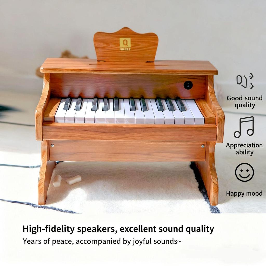 25-Key Children's Electronic Wooden Piano - Musical Toy for Early Education, Ideal Birthday Gift for Boys and Girls