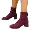 Cow Suede High Heel Square Heel Modern Boots Round Toe Solid Concise Female Shoes On Sale 2025 Brand Winter Zip Women's Boots