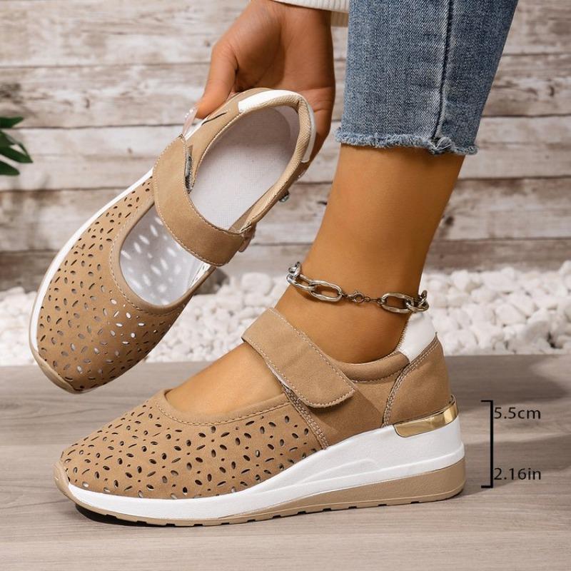 Spring Summer New Fashion Large Size Thick Bottom Sneakers for Women Casual Hollow Out Wedges Heel Single Sports Shoes