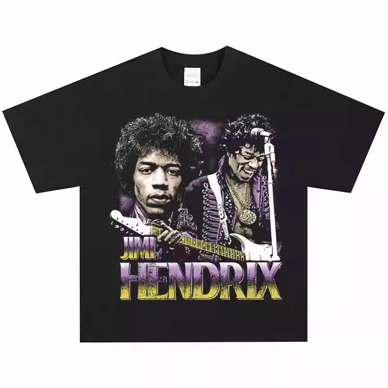 2026 Jimi Hendrix Rock Singer American Retro TShirt Street HipHop Short Sleeve Vintage Trendy Comfortable M