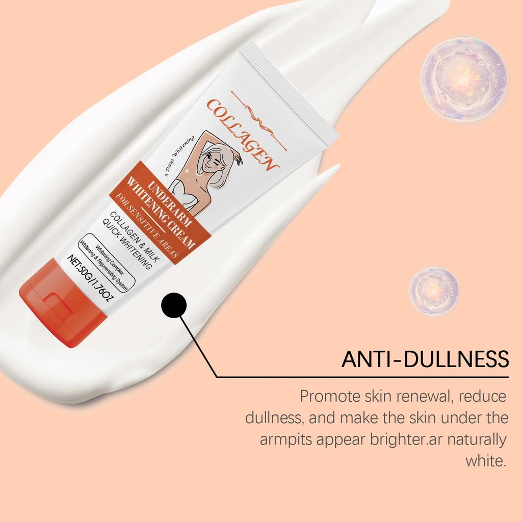 Kolagenový bělící krém na podpaží, klouby, kolena, rozjasňující tón pleti, dlouhotrvající hydratační, vyhlazující, bělící tělové mléko