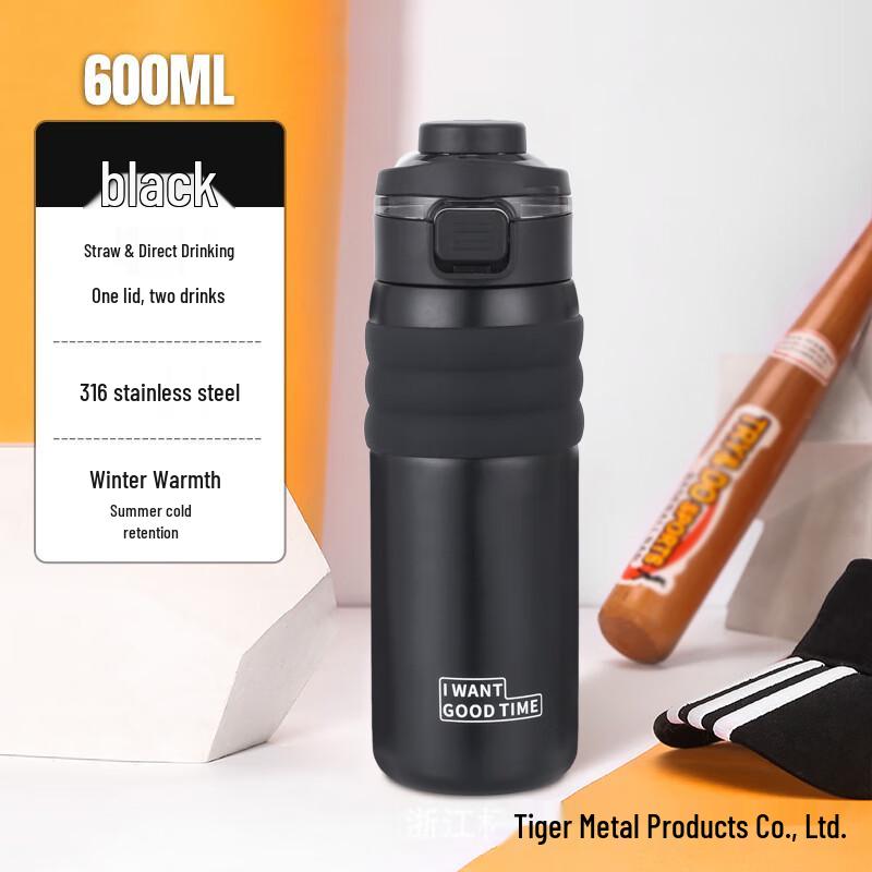 OEING Double-Drink Insulated Sports Water Bottle