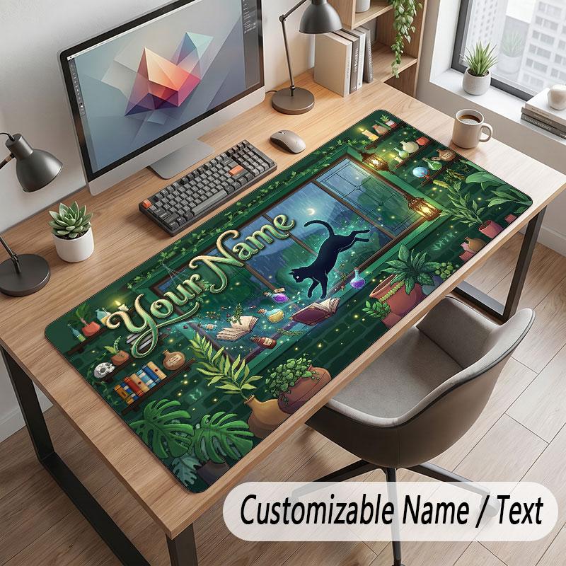 Floral Garden Theme Customized Mouse Pad Personalized Print Name Text Desk Mat For Home Office Table Decor