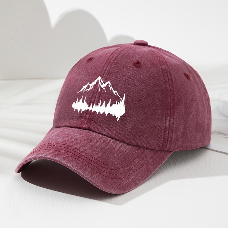 Retro Mountain Print Soft Top Baseball Cap Unisex Fashion Outdoor Sports Fishing Cap