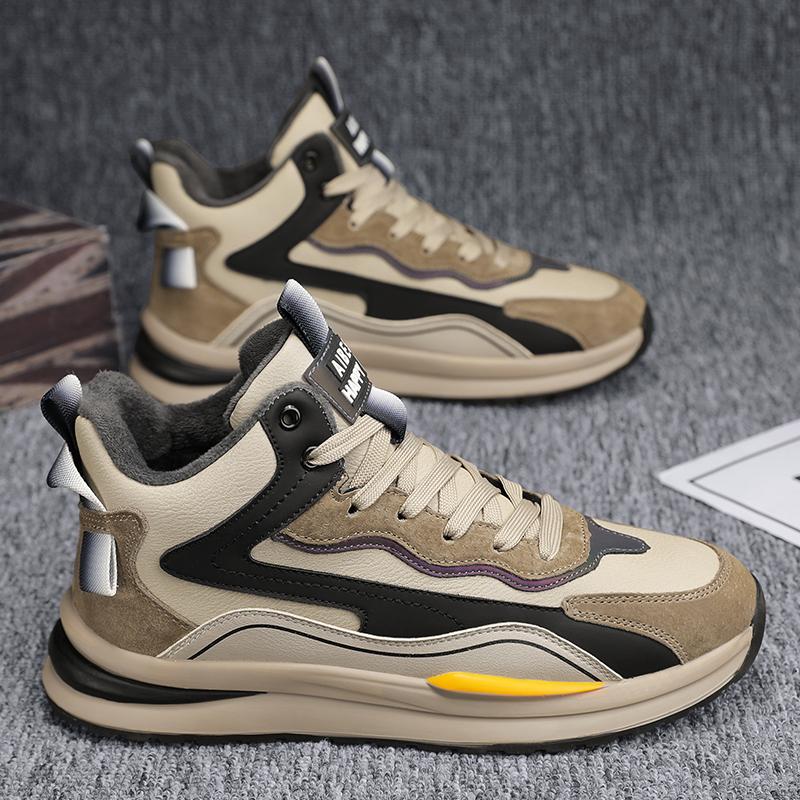 

Мужская мода Зимняя повседневная обувь для скейтбординга с высоким верхом Мальчикам Удобные кроссовки Студентам Тренд Мягкая подошва Классическая Дышащая Спортивная Нескользящая 44 бежевый