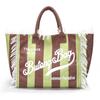 Striped Women's Tote Bag Contrast Color Letter Large Capacity Shoulder Bag Commuter Underarm Bag