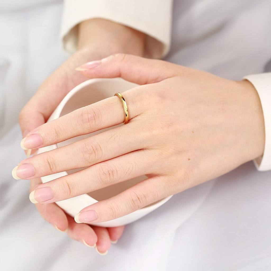 Popular Brand Tungsten Size Durable [Rockyu] Ring, 14, Men's, Gold, 2mm, Simple,