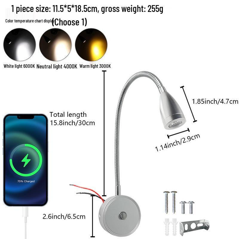 Gooseneck LED Reading Light for RVs and Boats with Touch Dimming