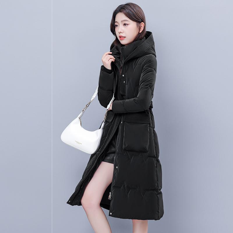 Plus Size Woman Winter Long Coat Hooded High Quality Thick Warm Padded Jackets for Women Korean Style Winter Parkas Big Pockets