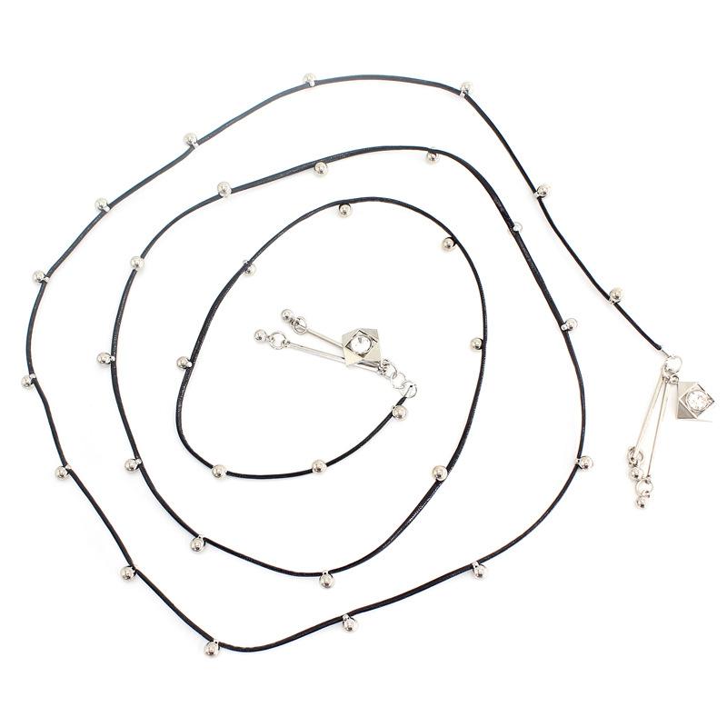 With Skirt Pu Knotted Waist Rope, Women'S Beaded Waist Chain, Dress Decorative Thin Belt.