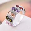 Bohemian Female Rainbow  Sterling Silver Filled Promise Engagement Rings for Women Colorful CZ Crystal Wedding