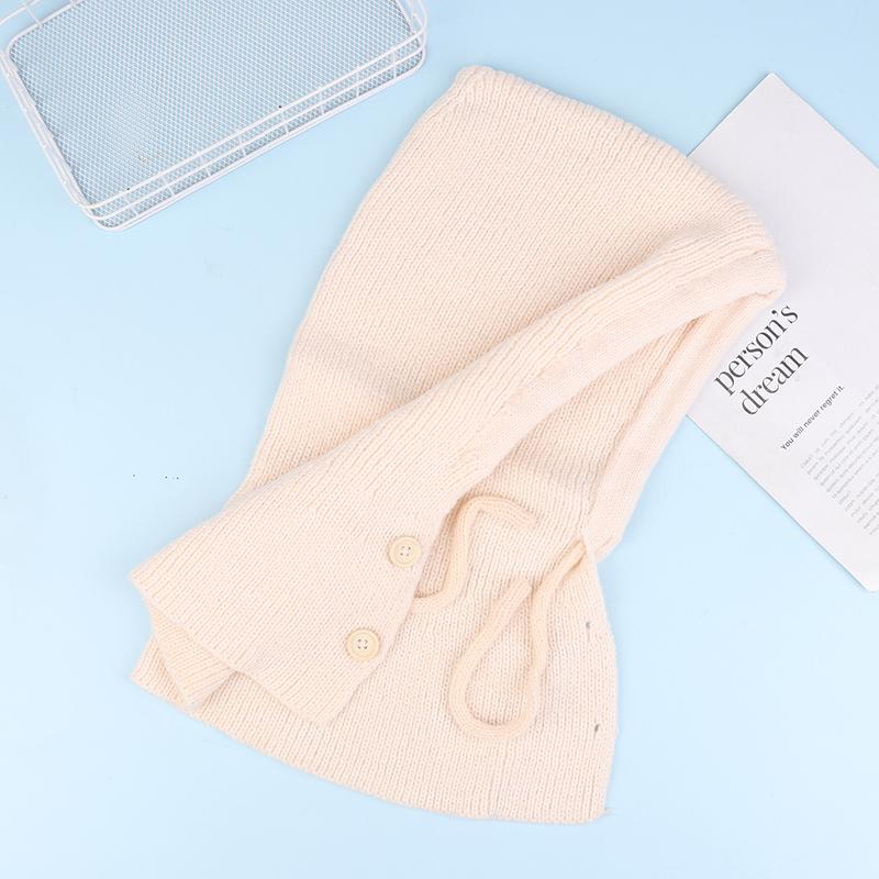 Winter Knitted Hooded Scarf Hat Women Warm Ear Protection Shawl Hat Outdoor Cycling Cold-Proof Integrated Neck Warmer Hat