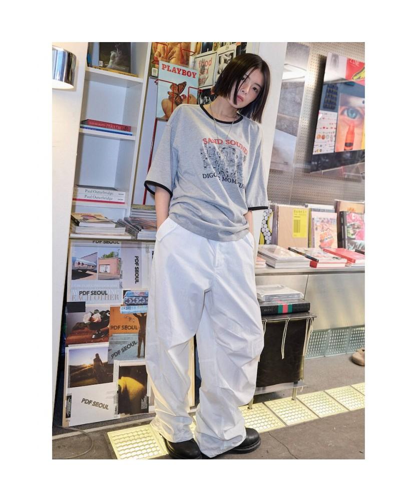 Saendeusaundeu (Unisex) Parachute Banding Pants White