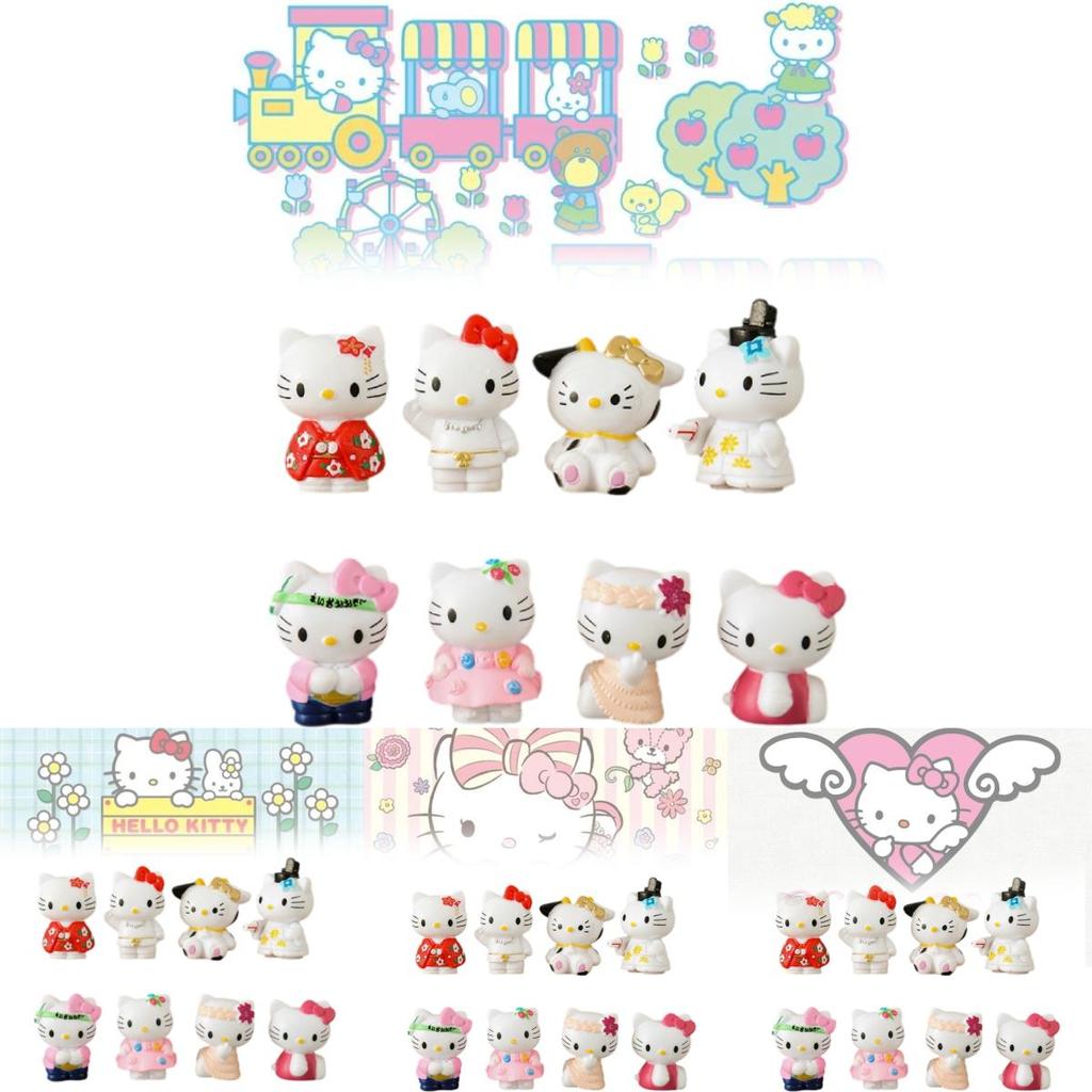 Adorable 8 Piece Hello Kitty Cartoon Figurine Collection Pvc Toy Set For Display
