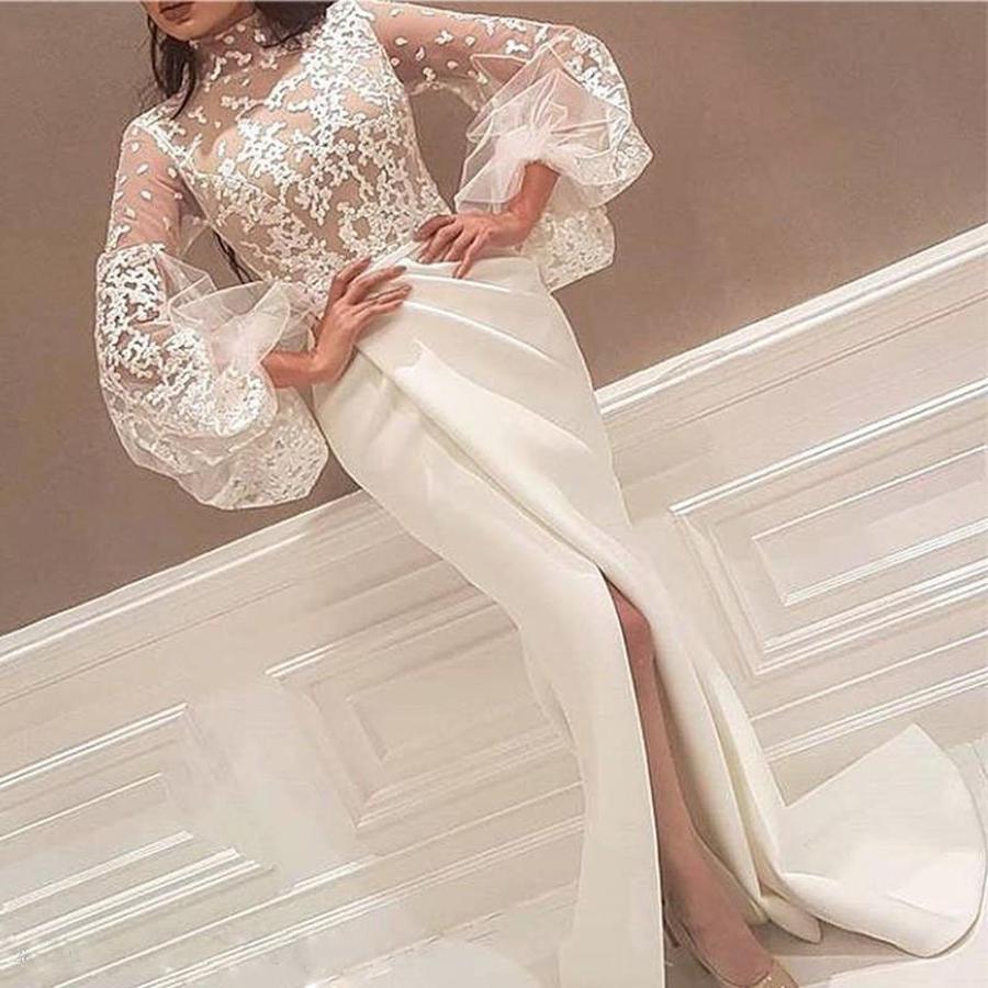 Autumn New Style Women's Clothing Sexy Crew Neck Bubble Sleeve Ruffle Dress