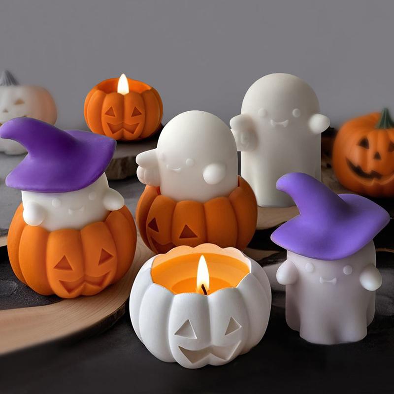 DIY 3D Silicone Pumpkin Mold for Candle Aromatherapy Halloween Ghost Room Decor
