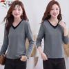 Woodpecker Women's Faux Two-Piece V-Neck Long-Sleeve T-Shirt