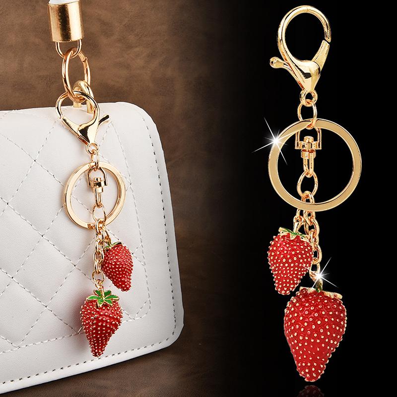 Fashionable Strawberry Pendant Keychain For Women Girls Cute Trendy Charm Keyring Car Key Ring Backpack Decoration Gifts