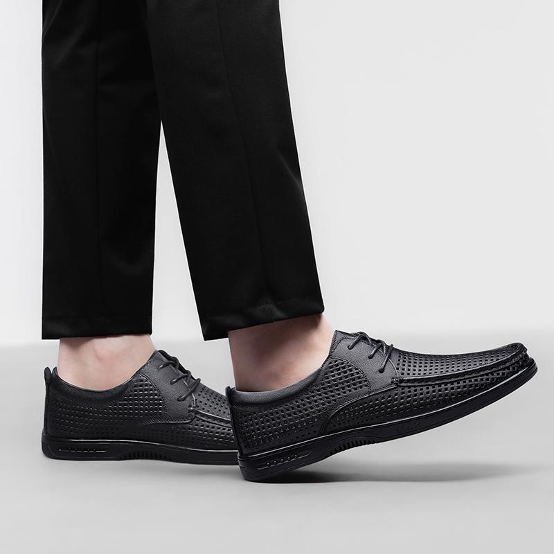 Fashion Quality Genuine Leather Office Business Flats Luxury Brand Breathable Mens Driving Shoes Soft Soled Lace-up Oxford Shoes