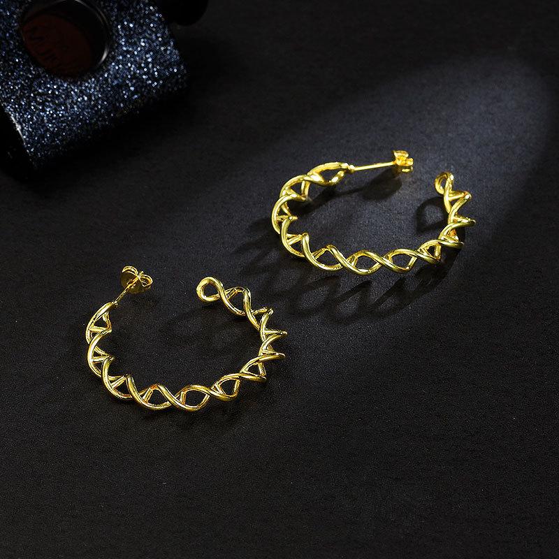 

New Trendy Fashion Temperament Exaggerated Geometric Irregular Hemp Rope Woven Stud Earrings