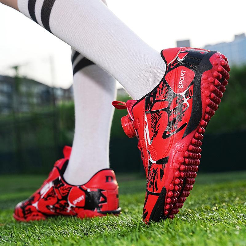 Kids' Boys TF Soccer Cleats - Wear-Resistant, Studded, Rotating Buckle for Outdoor Training