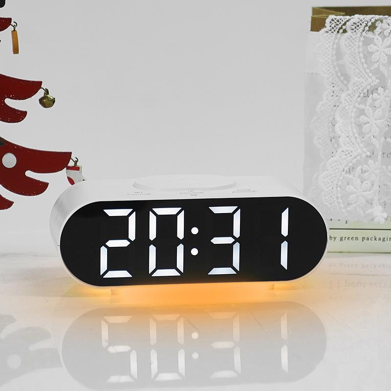 GH9000 Multi-functional Wireless Charging Alarm Clock - Bedside Desk Clock with Fast Mobile Phone Charging