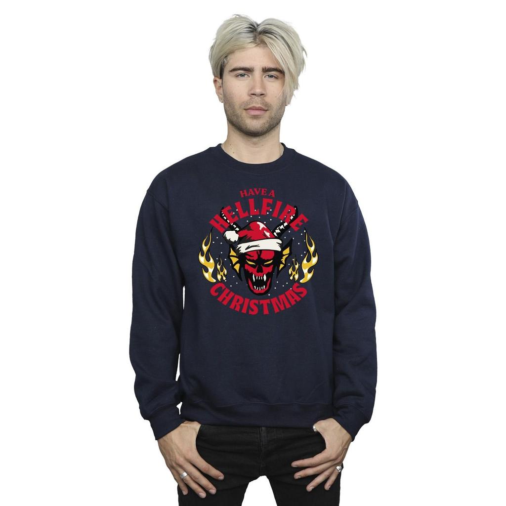 Netflix Mens Stranger Things Hellfire Christmas Sweatshirt