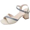Damensandalen 2025 neu mittelhoch Absatz High Heels mit dickem Absatz Schnallenriemen Mode Freizeitschuhe Damenschuhe Farbabstimmung