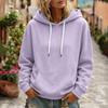Women's Color Long Sleeve Hoodie with Drawstring Hood and Pocket Casual Pullover