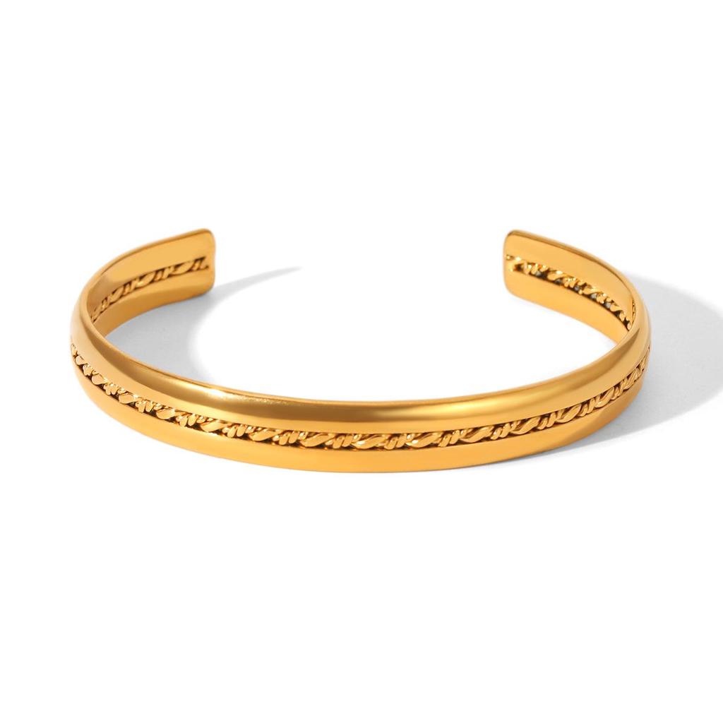 18K Gold-Plated Stainless Steel Bangle: Stylish, Non-Fading Women's Jewelry