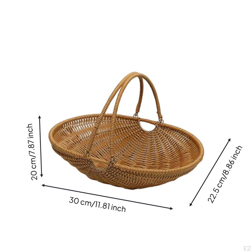 Geflochtener Korb Vielseitig Picknick mit Griffen Multifunktional Rattan-Stil Tragetasche für Draußen,