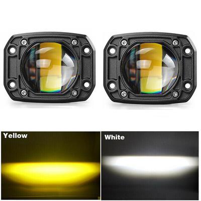 2 Pièces 3 Pouces Lentille 8D Lampe de Travail LED 6000K Blanc 3500K Jaune Montage Encastré Phare de Conduite Phares Antibrouillard pour Voiture Camion Tout-Terrain 4x4 12V 24V