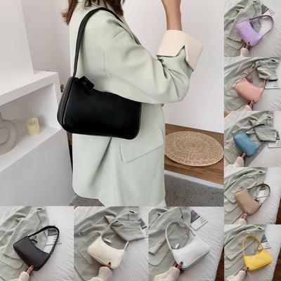 Sagit Retro Women Solid Color Zipper Phone Bag Hand Bag Shoulder Bag Armpit Bag