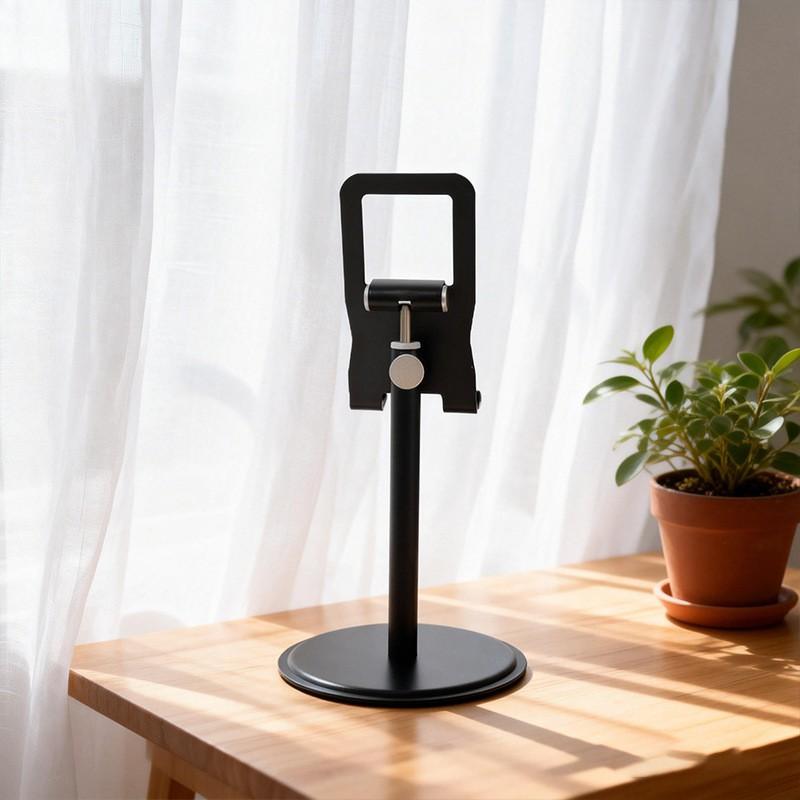 Aluminum Desktop Phone Stand Adjustable Height 360 Rotation Smartphone Tablet Universal Desk Mount